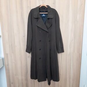 Stafford Mens Coat Size 44L Brown Longline Double Breasted Classic Heritage